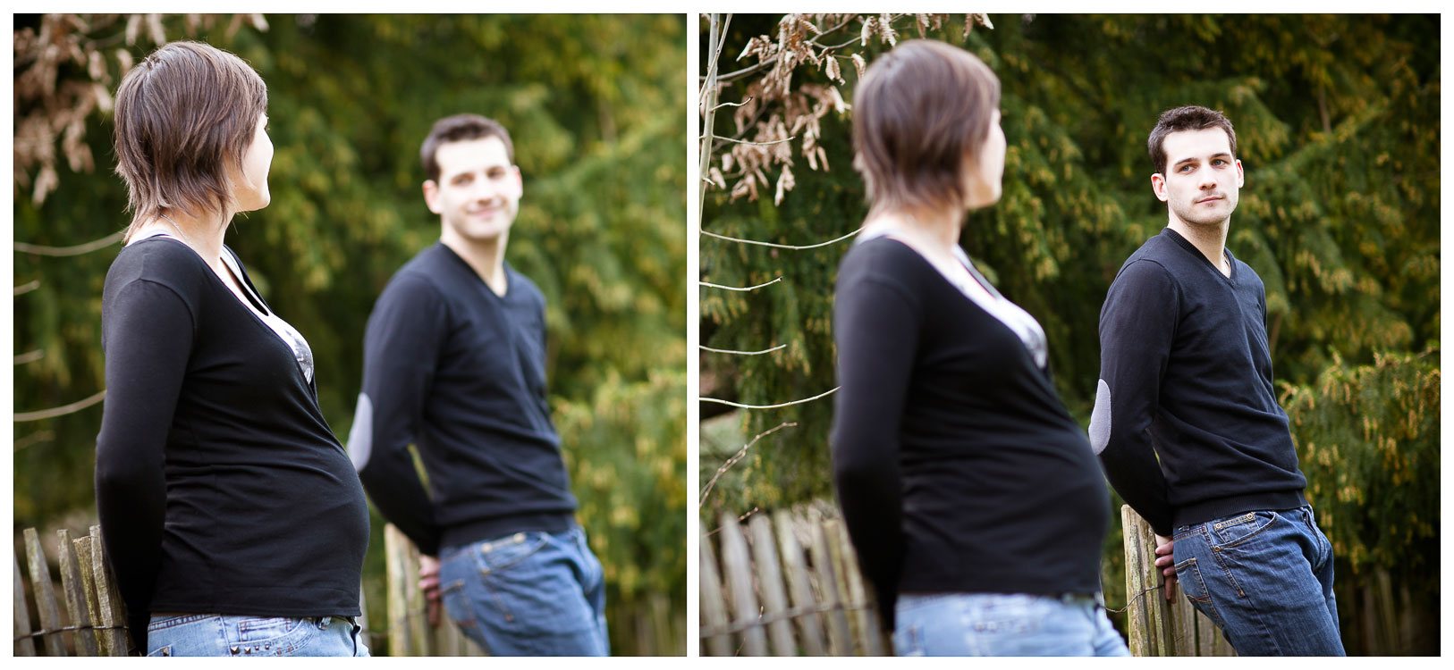 Photo grossesse en couple réalisée dans un parc de Meaux
